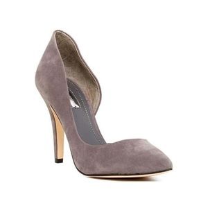 BCBG Generation gray suede heels